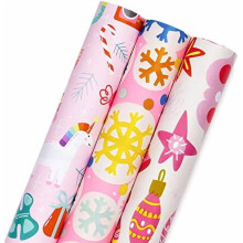 Pink Christmas Wrapping Paper Roll – White & Gold