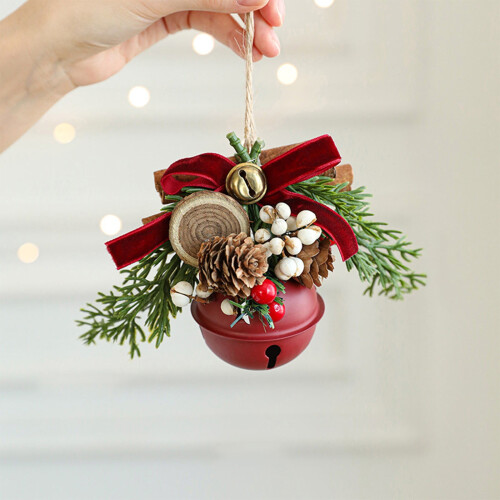 Metal Christmas Bells for Tree Decoration, Red, 14 cm