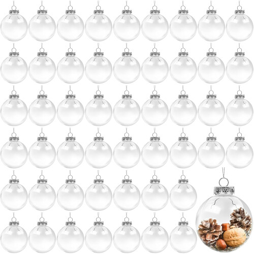 50pcs 6cm Clear Fillable Plastic Ornament Balls