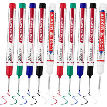 LYXMYGS 10PCS Long-Head Deep-Hole Marker Pens (20mm Nib), Waterproof Permanent Markers for Metal & Construction – Compatible with DH