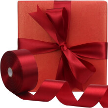 300ft Christmas Deep Red Satin Ribbon, Solid Color Wrapping Ribbon for Gift, Decorative Bow Making Ribbon for Craft, Holiday, Wedding, Party