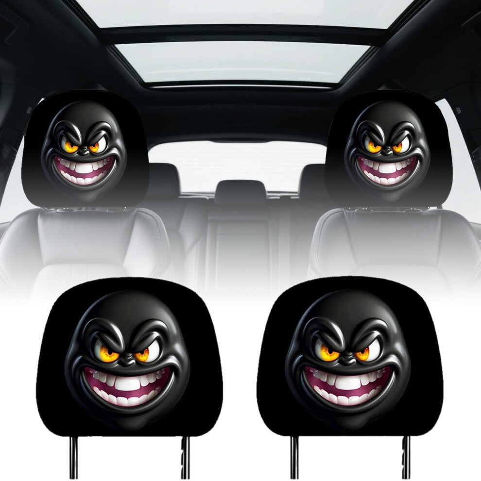 Cartoon Expression Theme Car Seat Headrest Covers With Comfortable Indoor Printing Design For Vehicle Interior Accessories 9422877318384