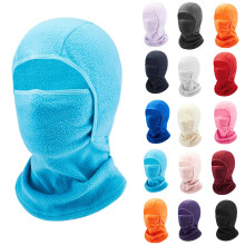 Kids Winter Warm Ski Mask Boys Girls Fleece Face Cover Mask for Skiing Cycling Scarf Hood, Black, 5-12Years