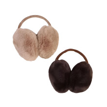 2Pcs Adjustable Faux Fur Earmuffs- Soft Warm Ear Muffs for Winter Women Men Camel+Dark Brown