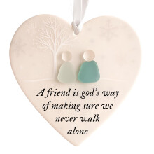 Handmade Sea Glass Heart Friendship Ornament