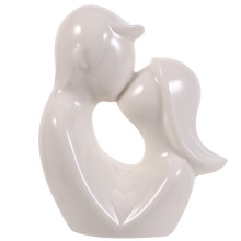 White Ceramic Couple Figurine Home Decor 12 cm