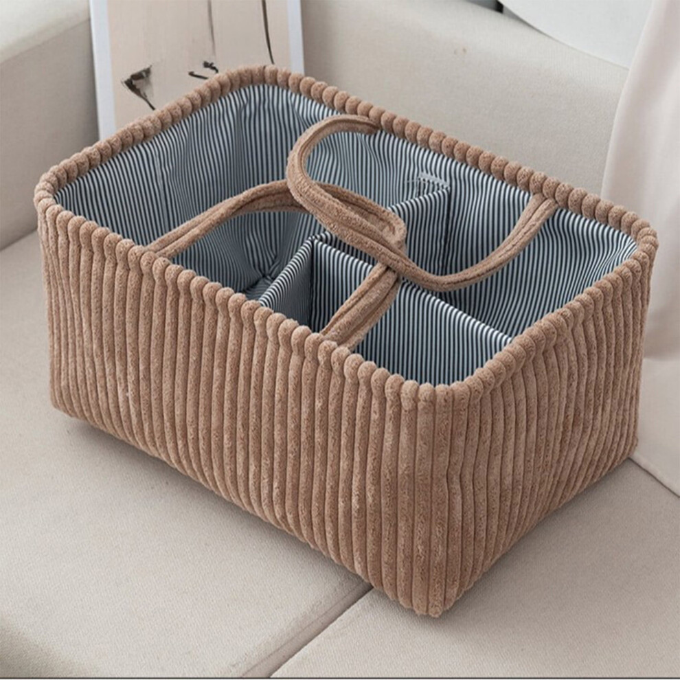 Diaper Caddy Organizer With Handle – Portable Wet Storage Bag & Compartment Basket For Wipes, Compatible With Diaper Bags Brown