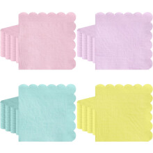 Pastel Napkins, Paper Napkin Scalloped Pastel Rainbow Disposable Colorful Napkin for Easter, Baby Shower, Birthday, Wedding