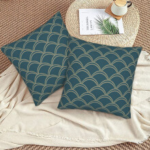 Housses de coussin décoratives à vagues, style rustique, 50 x 50 cm (lot de 2)