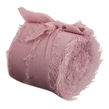 5 Yards Handmade Frayed Boho Ribbon 3.8cm, Pink – for Bouquets, Wedding Invites, DIY Crafts, Compatible with Bridal Decor