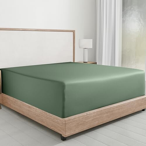 Drap-housse Queen 100 % satin de coton vert sauge
