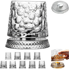 360 Rotating Crystal Whiskey Glass, Spinning Old Fashioned Rocks Glass for Bourbon and Scotch, Stress Relief Gift