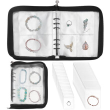 Travel Jewelry Organizer Case Jewelry Storage Book Earring Binder Organizer with 75pcs Pouch Bracelet Zipper Bags