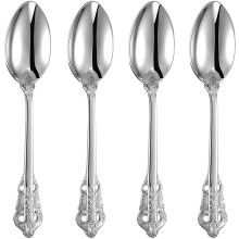 Luxe dinerlepels, set van 4, 18/10 roestvrijstalen eetlepels, bestekset, spiegelgepolijst, 19,8 cm (zilver)