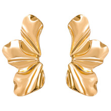 1 Pair Gold Flower Stud Earrings for Women – Lightweight Alloy, Elegant Textured Design, Daily & Evening Wear