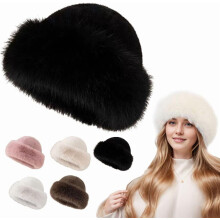 Women's Faux Mink Bucket Hat – Warm Plush Winter Cap