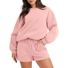 Women 2 Piece Outfits Sweatsuit Oversized Sweatshirt & Lounge Shorts 2023 Casual Cozy Pajamas Tracksuit Set