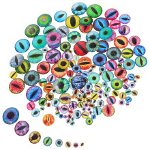 FRCOLOR 160pcs Glass Eyes Cabochons – Assorted Dragon Eyes for Clay Dolls, Sculptures, DIY Crafts & Jewelry Making