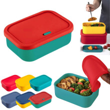 Szczelny, żaroodporny silikonowy lunchbox z pokrywką – bez BPA, nadaje się do mikrofalówki i zmywarki, nadaje się do biura, podróży i na
