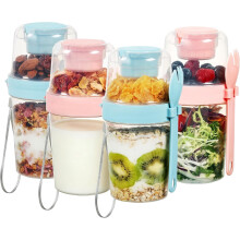 4-Pack 27oz Yogurt Parfait Cups with Lids, Spoon & Sauce Cup