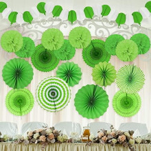 Decorațiuni de petrecere verzi, evantai Papar cu pompoane, ghirlande pentru ziua de naștere, nuntă, absolvire, vară, carnaval în pădure,