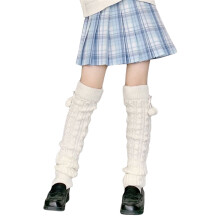 Women's Y2K Leg Warmers Cute Solid Color/Stripe Knitted Leg Sleeves JK Style Crochet Leg Covers Girls Ankle Heap Socks