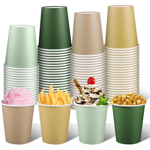 9oz Sage Green & Gold Gradient Paper Cups (120 pcs)