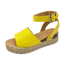 Sandali estivi da donna con punta aperta, scarpe casual con zeppa e plateau, scarpe casual in tela 37 Giallo