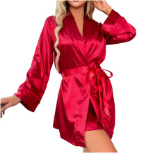 Sommerpyjama für Damen, lässiges Kurzarm-Top mit Shorts, Homewear-Pyjama-Set, Loungewear, Rot, Größe S