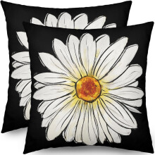 Zwarte lente-maragd kussenhoezen 18x18 cm, set van 2, bloemenmotief in landelijke stijl, linnen kussenhoezen voor bank, fauteuil of bed