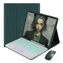 Toetsenbordhoes compatibel met iPad Pro 13" 2024 (7e generatie), slanke smartstand, afneembaar toetsenbord met 7-kleuren achtergrondverlichting,