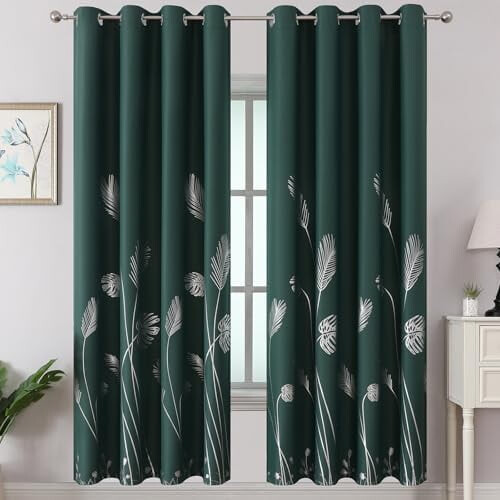 Green Room Light-Blocking Curtains 52Wx72L Silver Palm