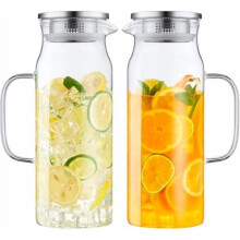 Brocca in vetro borosilicato da 2 litri con coperchio e manico