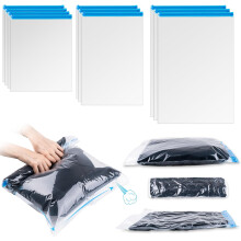 10 PCS Travel Compression Bags (3L+3M+4S) – Space-Saving Hand-Roll Vacuum Bags for Clothes, Luggage & Home Org – Compatible with Standard Rollers