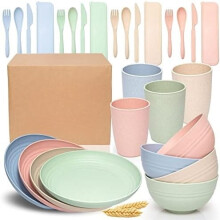 Wheat Straw Kids Dinnerware Set – BPA Free, Dishwasher