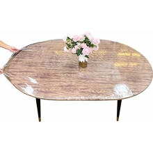 Clear Oval Vinyl Tablecloth, Fits 48x68" Tables Only, Heavy-Duty Elastic Edged Protector