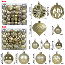 Juego de 48 bolas de adorno navideño irrompibles (1.5"/2.5"/3") – Decoraciones de árbol de varios tamaños para el hogar, hotel, oficina, fiesta