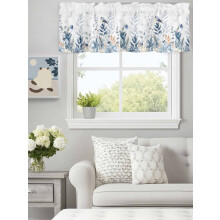 Blue Poinsettia & Eucalyptus Valance 60x18in Rod Pocket