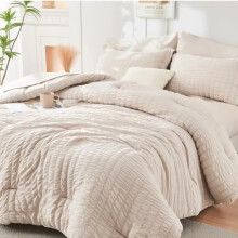 Beige Seersucker Bed in a Bag Set – Queen, 5-Piece