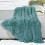 Fuzzy Faux Fur Throw Blanket Twin Size Light Teal 1
