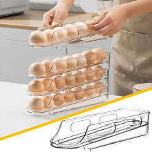 Bandeja Porta-Ovos Automática com Rodízios para Geladeira, Porta-Ovos Transparente para Geladeira, Caixa Organizadora para Utensílios Domésticos,