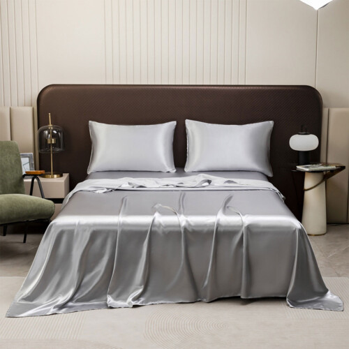 Satin Bed Sheet Grey 168x224cm