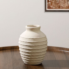 Matte Ceramic Ribbed Vase 6.6 in