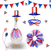 4th of July Goose Outfit Set, Patriotic Goose Clothes Compatible with Porch Goose Signs – Spring/Summer Lawn Decor