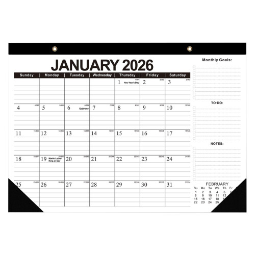 Μεγάλο ημερολόγιο τοίχου 18 μηνών 2026-2027, 22x17", ακουαρέλα, χοντρό χαρτί χωρίς