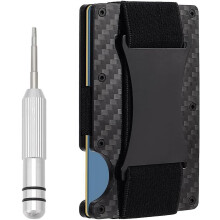 Minimalistická tenká peňaženka z uhlíkových vlákien s RFID blokovaním pre mužov, s mini skrutkovačom, puzdrom na karty a sponou na peniaze