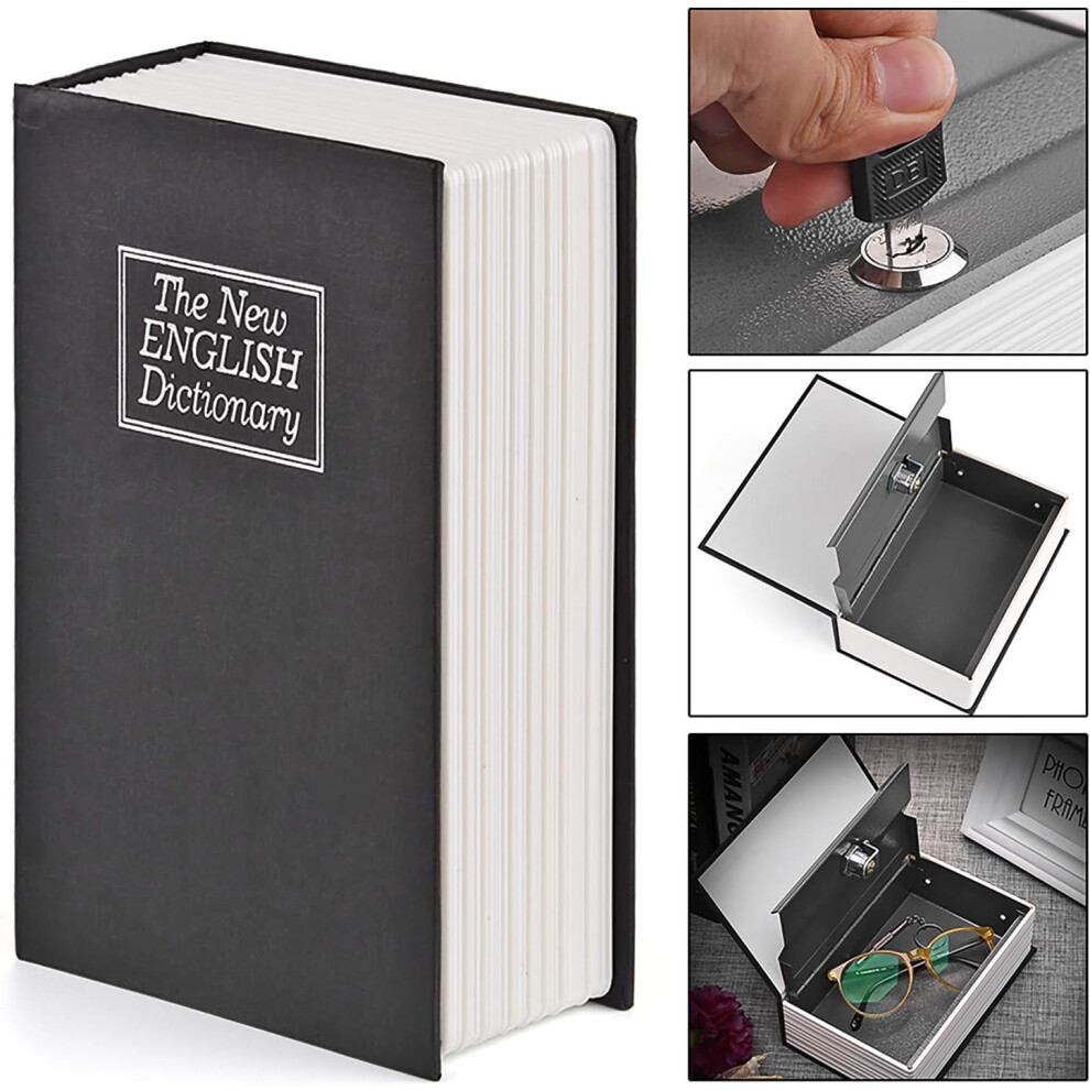 Metal Book Safe With Key Lock Â Compatible With Hiding Money, Coins, Cards, Jewelry, Passports & More (Black) 9170372081912