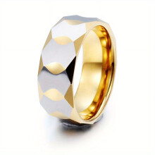 Herrering i wolframstål, 2025 ny mote-ring i wolframstål, nøytral ring i wolframstål, geometrisk prismering, 8