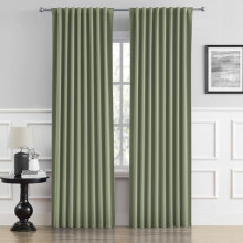 Light Sage Green Back Tab/Rod Pocket Room Darkening Curtains, 52x96", 2 Panels Set, Compatible with Standard Rods
