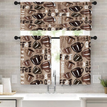 Oranžovo-sivo-béžové abstraktné závesy Valance & Tie Set
